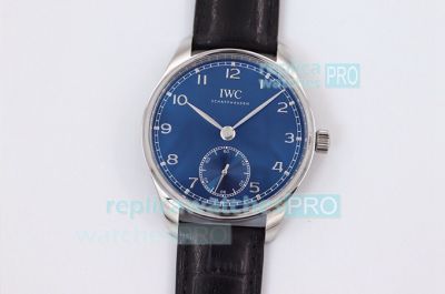 ZF Factory Replica IWC Portuguese Automatic 40mm Watch SS Blue Dial Black Leather